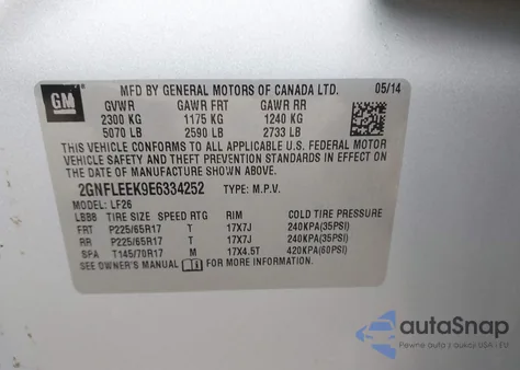 2014 Chevrolet Equinox Ls from USA, damaged, VIN 2GNFLEEK9E6334252